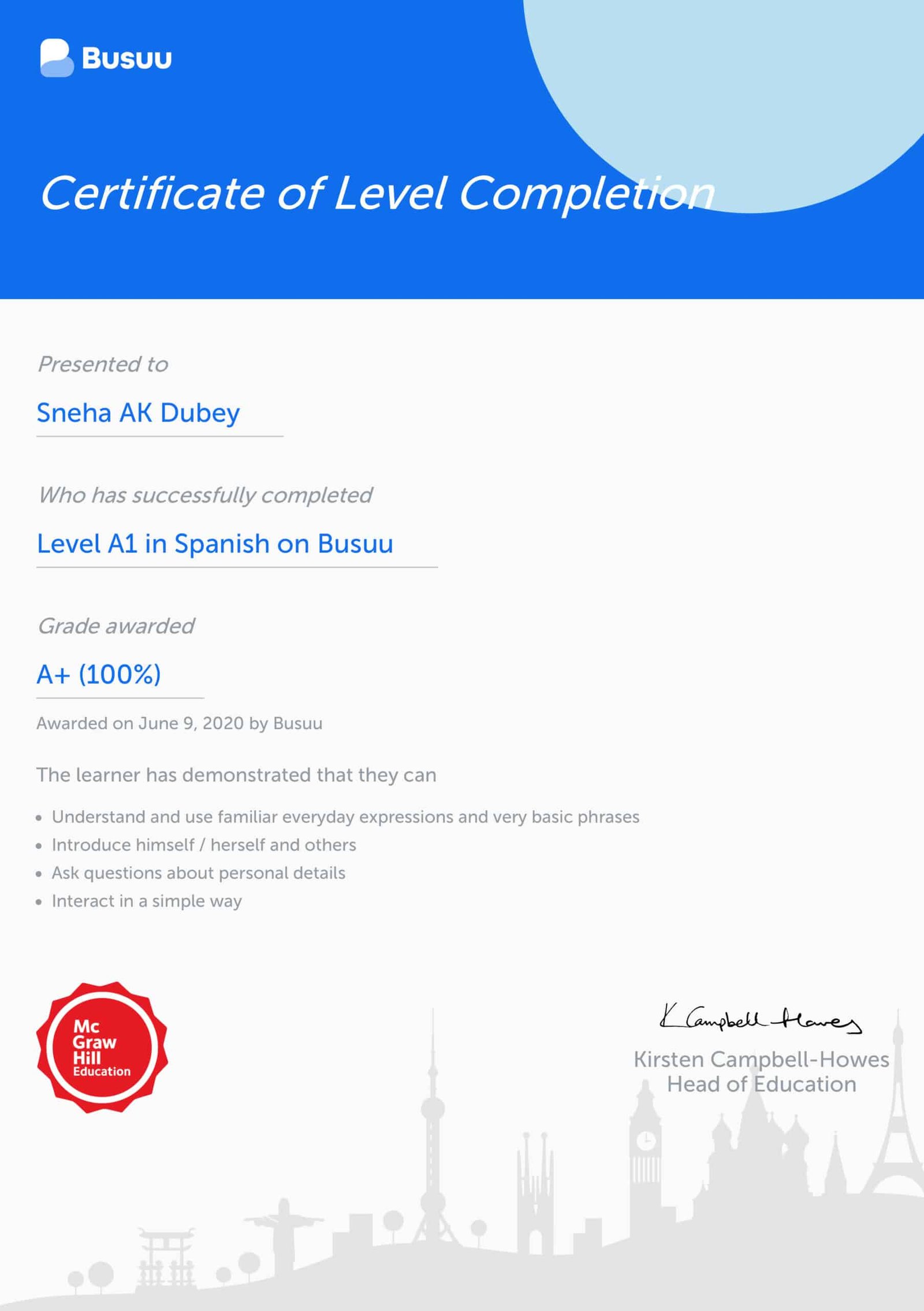 spanish certificate