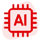 AI Tools icon in red microchip design