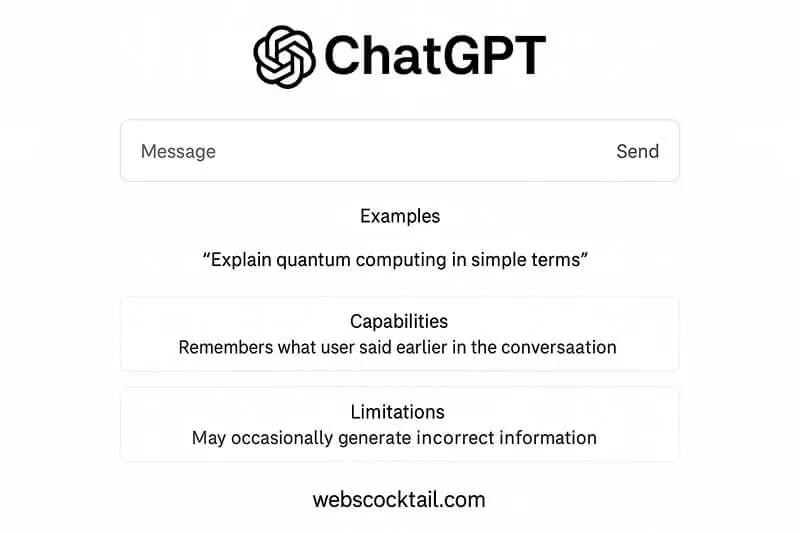 Screenshot of ChatGPT interface for content creation and blogging - webscocktail.com