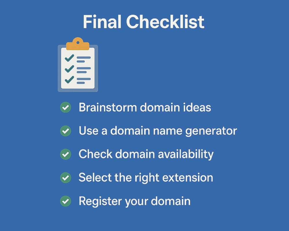 Checklist infographic for choosing the perfect domain name
