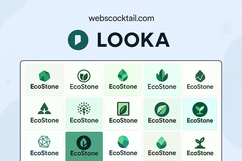 Looka AI logo generator grid preview - webscocktail.com