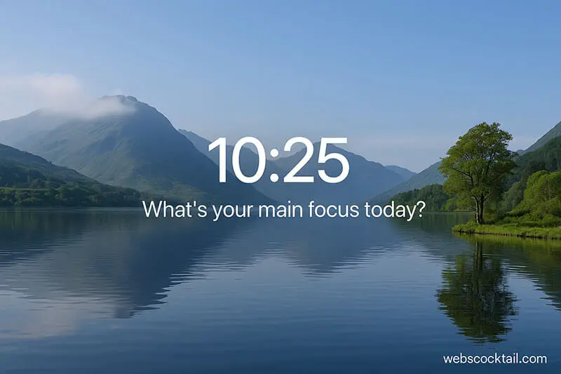 Momentum extension new tab with calming background and focus question