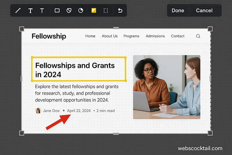 Nimbus Screenshot tool showing annotation features like highlight and crop