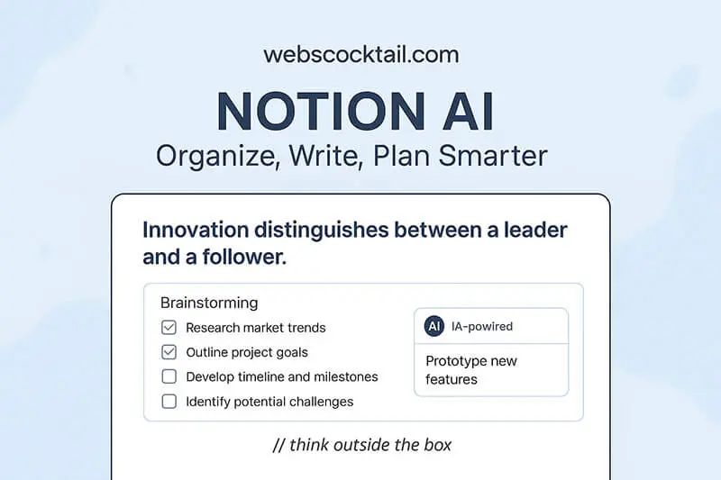 Notion AI helping with brainstorming and task planning - webscocktail.com