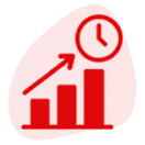 Productivity icon in red with upward graph arrow