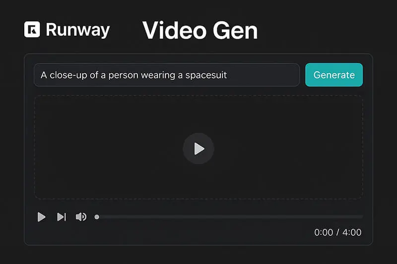 Runway ML AI video generation interface - webscocktail.com
