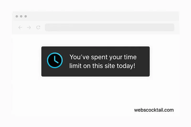 StayFocusd extension showing time limit notification on a website