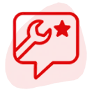 Tool review icon with wrench and gear in red