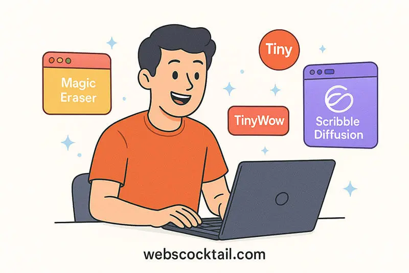 Digital creator exploring free AI tools with open browser tabs