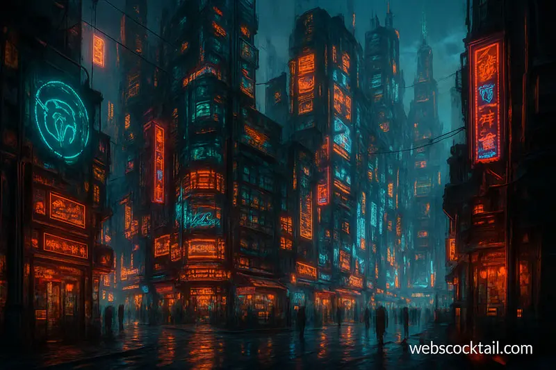 Ultra-detailed cyberpunk cityscape artwork generated by Midjourney – webscocktail.com